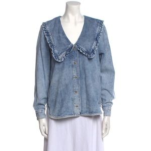 Ganni Denim Collared Blouse